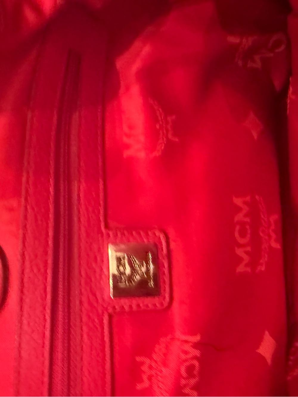 MCM Red Leather Bucket Bag - Picture 7 of 13